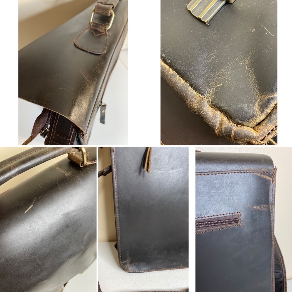 New Fullgrain Buffalo Leather Distressed Messenger Bag - Picture 14 of 16